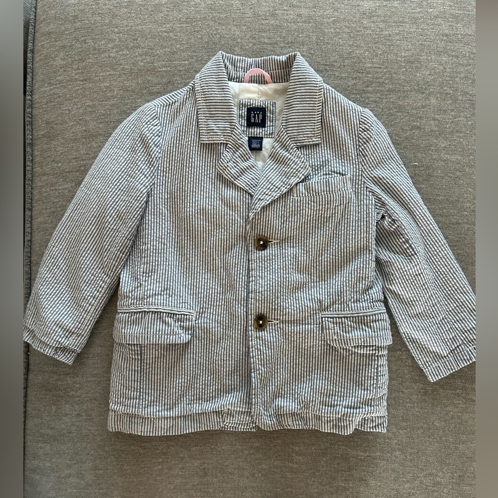 GAP Kids Striped Blazer in Gray and White